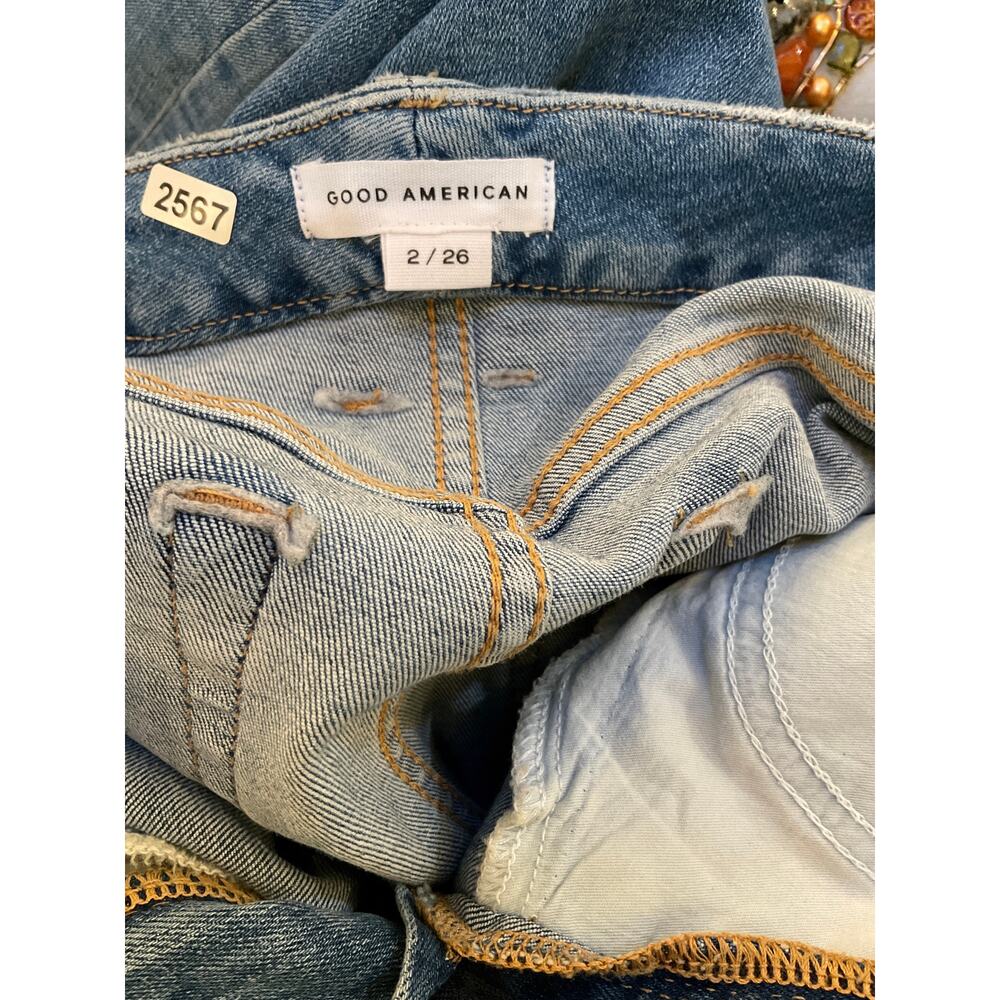 NWT Good American Good Legs Straight Distressed Jeans Women's Size 2 26 - Picture 3 of 4